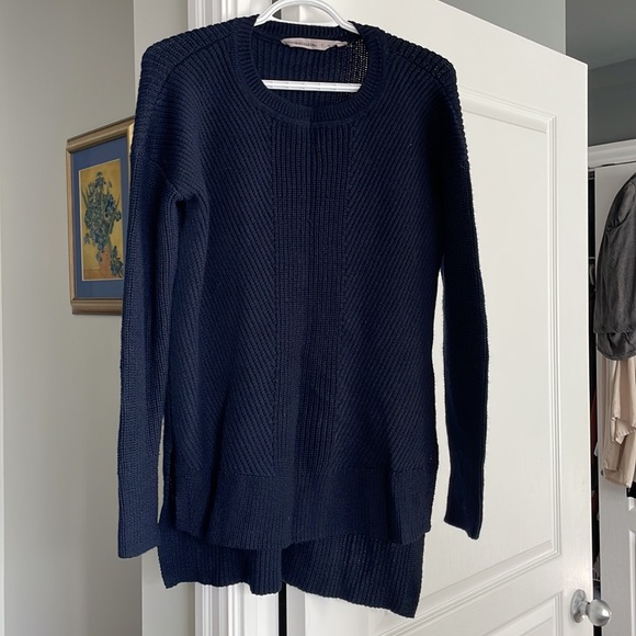 NWOT- Athleta Ribbed Merino Wool Blend Sweater Navy - Picture 4 of 6